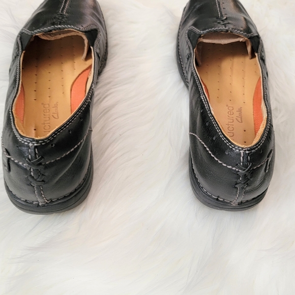 Clarks Unstructured Soft Black Leather Slip-on Loafer Size 9W - Picture 8 of 15